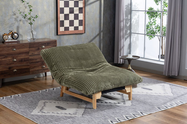English Elm Bean Bag Lounge Chair Corduroy Upholstered Ergonomic Seat with Wraparound Backrest Support Antique Green W2530P516231