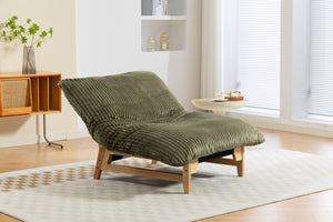 English Elm Bean Bag Lounge Chair Corduroy Upholstered Ergonomic Seat with Wraparound Backrest Support Antique Green W2530P516231