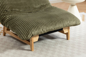 English Elm Bean Bag Lounge Chair Corduroy Upholstered Ergonomic Seat with Wraparound Backrest Support Antique Green W2530P516231