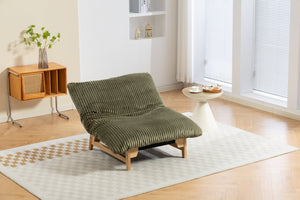 English Elm Bean Bag Lounge Chair Corduroy Upholstered Ergonomic Seat with Wraparound Backrest Support Antique Green W2530P516231