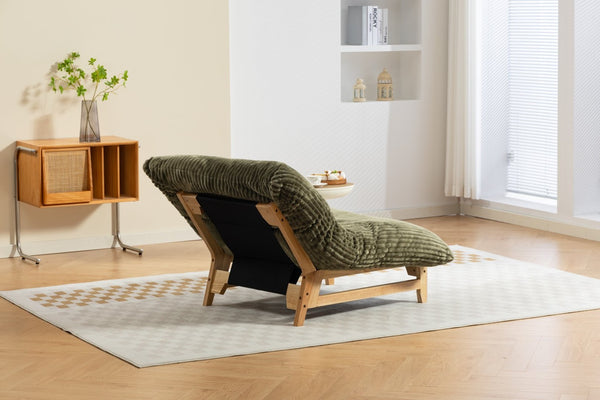 English Elm Bean Bag Lounge Chair Corduroy Upholstered Ergonomic Seat with Wraparound Backrest Support Antique Green W2530P516231