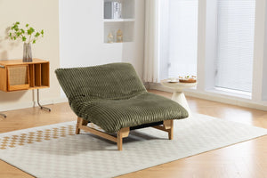English Elm Bean Bag Lounge Chair Corduroy Upholstered Ergonomic Seat with Wraparound Backrest Support Antique Green W2530P516231