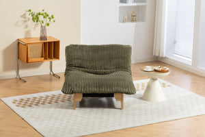 English Elm Bean Bag Lounge Chair Corduroy Upholstered Ergonomic Seat with Wraparound Backrest Support Antique Green W2530P516231