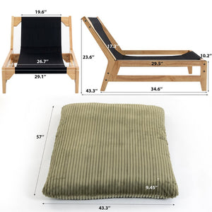 English Elm Bean Bag Lounge Chair Corduroy Upholstered Ergonomic Seat with Wraparound Backrest Support Antique Green W2530P516231