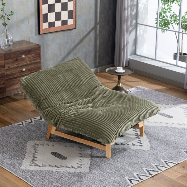 English Elm Bean Bag Lounge Chair Corduroy Upholstered Ergonomic Seat with Wraparound Backrest Support Antique Green W2530P516231