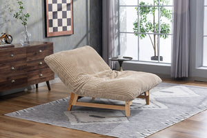 English Elm Bean Bag Lounge Chair Corduroy Upholstered Ergonomic Seat with Wraparound Backrest Support Khaki W2530P516235