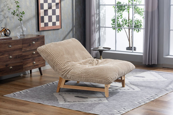 English Elm Bean Bag Lounge Chair Corduroy Upholstered Ergonomic Seat with Wraparound Backrest Support Khaki W2530P516235