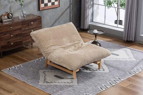 English Elm Bean Bag Lounge Chair Corduroy Upholstered Ergonomic Seat with Wraparound Backrest Support Khaki W2530P516235
