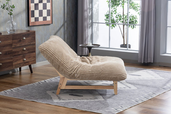 English Elm Bean Bag Lounge Chair Corduroy Upholstered Ergonomic Seat with Wraparound Backrest Support Khaki W2530P516235