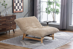 English Elm Bean Bag Lounge Chair Corduroy Upholstered Ergonomic Seat with Wraparound Backrest Support Khaki W2530P516235
