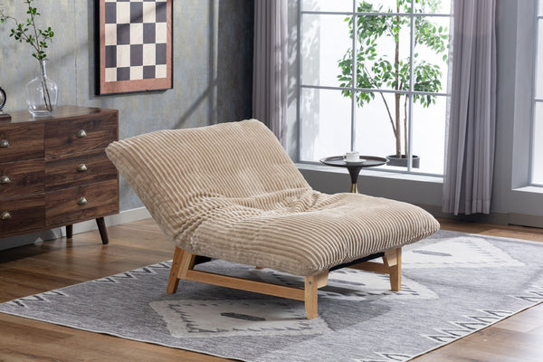 English Elm Bean Bag Lounge Chair Corduroy Upholstered Ergonomic Seat with Wraparound Backrest Support Khaki W2530P516235