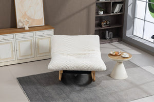 English Elm Bean Bag Rocking Accent Chair Corduroy Upholstery Solid Wood Frame Cozy Living Room Antique White W2530P521400