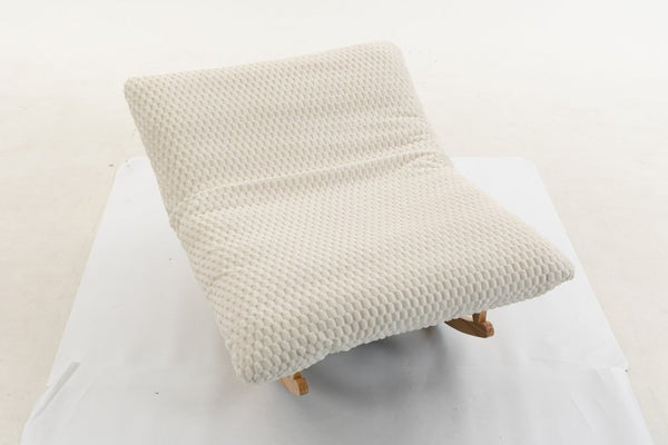 English Elm Bean Bag Rocking Accent Chair Corduroy Upholstery Solid Wood Frame Cozy Living Room Antique White W2530P521400
