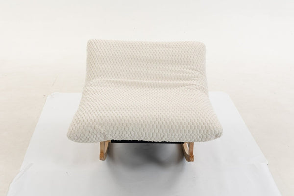 English Elm Bean Bag Rocking Accent Chair Corduroy Upholstery Solid Wood Frame Cozy Living Room Antique White W2530P521400