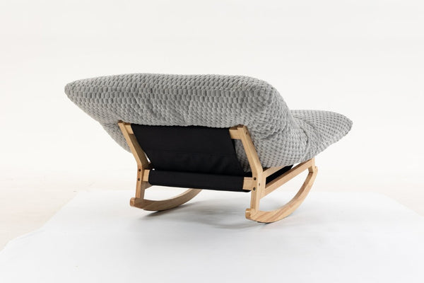 English Elm Bean Bag Rocking Accent Chair Corduroy Upholstery Solid Wood Frame Cozy Living Room Light Grey W2530P521401