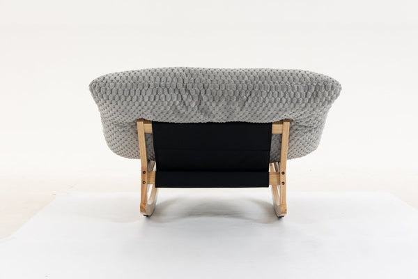 English Elm Bean Bag Rocking Accent Chair Corduroy Upholstery Solid Wood Frame Cozy Living Room Light Grey W2530P521401