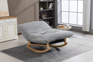 English Elm Bean Bag Rocking Accent Chair Corduroy Upholstery Solid Wood Frame Cozy Living Room Light Grey W2530P521401