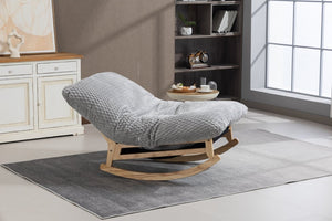 English Elm Bean Bag Rocking Accent Chair Corduroy Upholstery Solid Wood Frame Cozy Living Room Light Grey W2530P521401