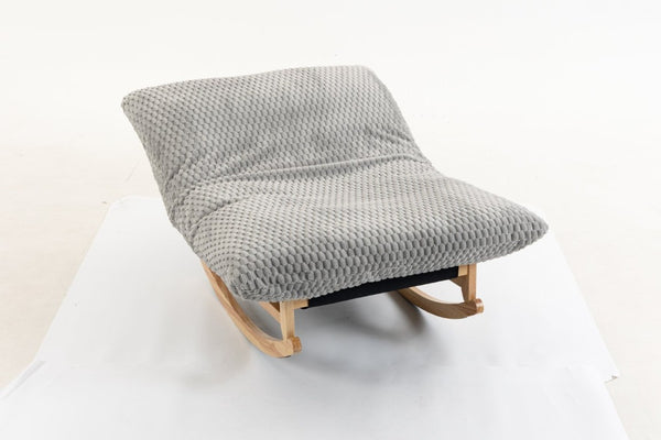 English Elm Bean Bag Rocking Accent Chair Corduroy Upholstery Solid Wood Frame Cozy Living Room Light Grey W2530P521401