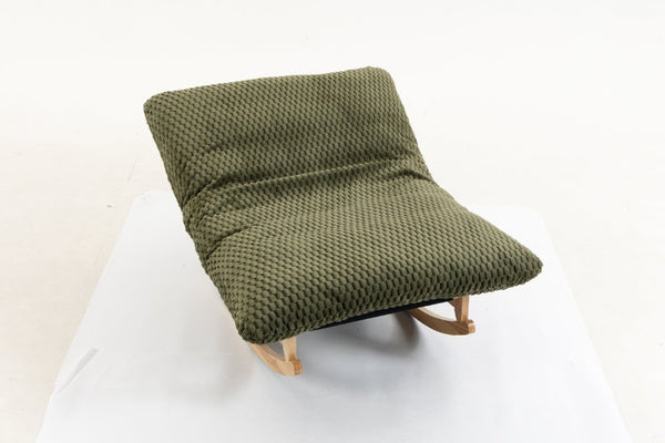 English Elm Bean Bag Rocking Accent Chair Corduroy Upholstery Solid Wood Frame Cozy Living Room Antique Green W2530P521402