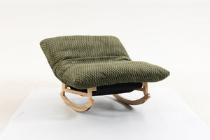 English Elm Bean Bag Rocking Accent Chair Corduroy Upholstery Solid Wood Frame Cozy Living Room Antique Green W2530P521402