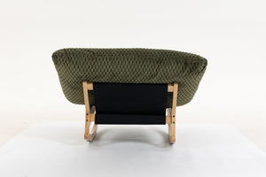 English Elm Bean Bag Rocking Accent Chair Corduroy Upholstery Solid Wood Frame Cozy Living Room Antique Green W2530P521402