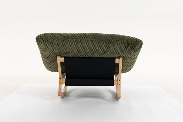English Elm Bean Bag Rocking Accent Chair Corduroy Upholstery Solid Wood Frame Cozy Living Room Antique Green W2530P521402