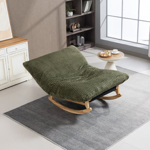 English Elm Bean Bag Rocking Accent Chair Corduroy Upholstery Solid Wood Frame Cozy Living Room Antique Green W2530P521402