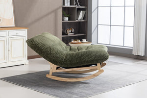 English Elm Bean Bag Rocking Accent Chair Corduroy Upholstery Solid Wood Frame Cozy Living Room Antique Green W2530P521402