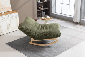 English Elm Bean Bag Rocking Accent Chair Corduroy Upholstery Solid Wood Frame Cozy Living Room Antique Green W2530P521402