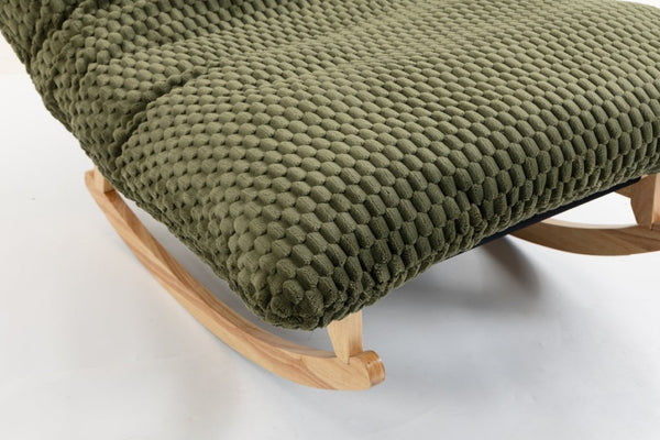 English Elm Bean Bag Rocking Accent Chair Corduroy Upholstery Solid Wood Frame Cozy Living Room Antique Green W2530P521402