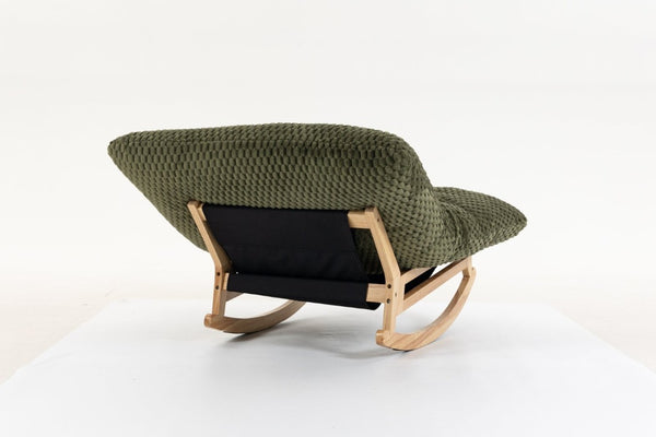 English Elm Bean Bag Rocking Accent Chair Corduroy Upholstery Solid Wood Frame Cozy Living Room Antique Green W2530P521402
