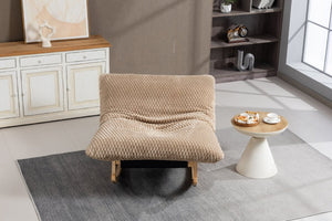English Elm Bean Bag Rocking Accent Chair Corduroy Upholstery Solid Wood Frame Cozy Living Room Khaki W2530P521403