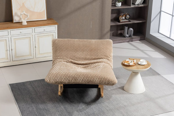 English Elm Bean Bag Rocking Accent Chair Corduroy Upholstery Solid Wood Frame Cozy Living Room Khaki W2530P521403