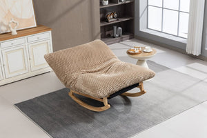 English Elm Bean Bag Rocking Accent Chair Corduroy Upholstery Solid Wood Frame Cozy Living Room Khaki W2530P521403