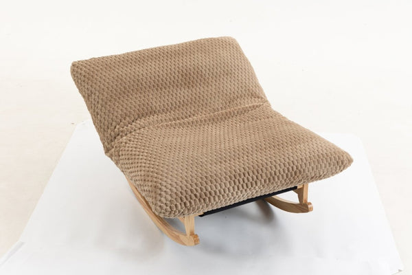 English Elm Bean Bag Rocking Accent Chair Corduroy Upholstery Solid Wood Frame Cozy Living Room Khaki W2530P521403
