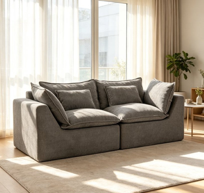 English Elm 74.8 Inch Oversized Modular Cloud Sofa Waffle Fabric Deep Seat Lounge for Living Room W2530P540077