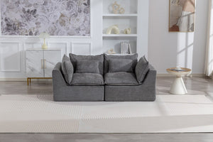 English Elm 74.8 Inch Oversized Modular Cloud Sofa Waffle Fabric Deep Seat Lounge for Living Room W2530P540077
