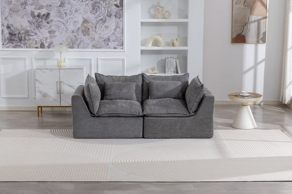 English Elm 74.8 Inch Oversized Modular Cloud Sofa Waffle Fabric Deep Seat Lounge for Living Room W2530P540077