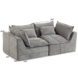 English Elm 74.8 Inch Oversized Modular Cloud Sofa Waffle Fabric Deep Seat Lounge for Living Room W2530P540077