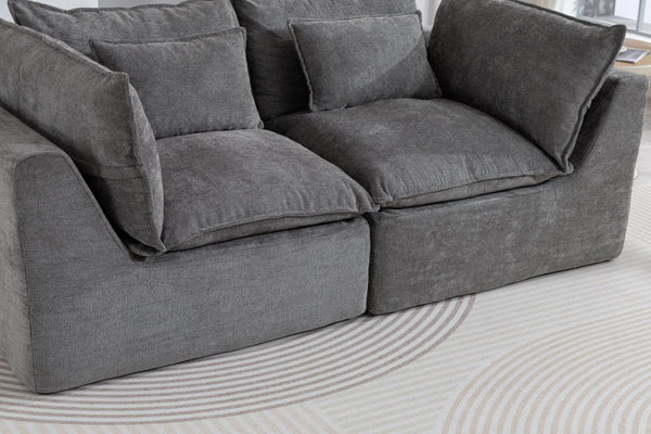 English Elm 74.8 Inch Oversized Modular Cloud Sofa Waffle Fabric Deep Seat Lounge for Living Room W2530P540077