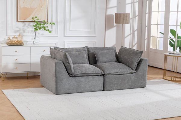 English Elm 74.8 Inch Oversized Modular Cloud Sofa Waffle Fabric Deep Seat Lounge for Living Room W2530P540077