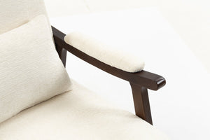English Elm Mid Century Modern Rocking Armchair with Solid Wood Frame and Upholstered Seat Cushion Antique White W2530P568935