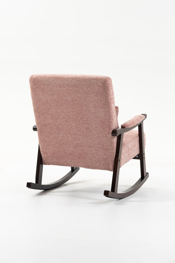 English Elm Mid Century Modern Rocking Armchair with Solid Wood Frame and Upholstered Seat Cushion Pink W2530P568937