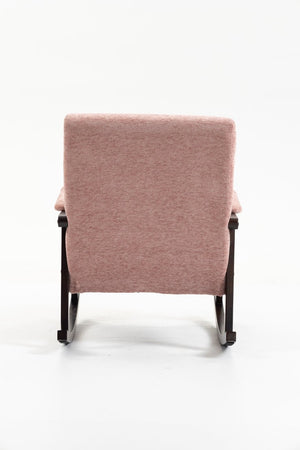 English Elm Mid Century Modern Rocking Armchair with Solid Wood Frame and Upholstered Seat Cushion Pink W2530P568937
