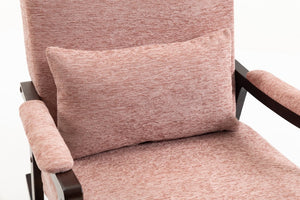 English Elm Mid Century Modern Rocking Armchair with Solid Wood Frame and Upholstered Seat Cushion Pink W2530P568937