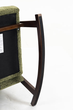 English Elm Mid Century Modern Rocking Armchair with Solid Wood Frame and Upholstered Seat Cushion Antique Green W2530P568938