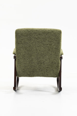 English Elm Mid Century Modern Rocking Armchair with Solid Wood Frame and Upholstered Seat Cushion Antique Green W2530P568938
