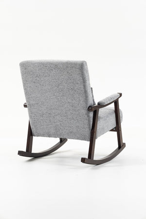 English Elm Mid Century Modern Rocking Armchair with Solid Wood Frame and Upholstered Seat Cushion Grayish W2530P568939