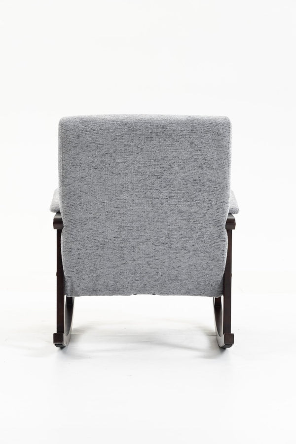 English Elm Mid Century Modern Rocking Armchair with Solid Wood Frame and Upholstered Seat Cushion Grayish W2530P568939